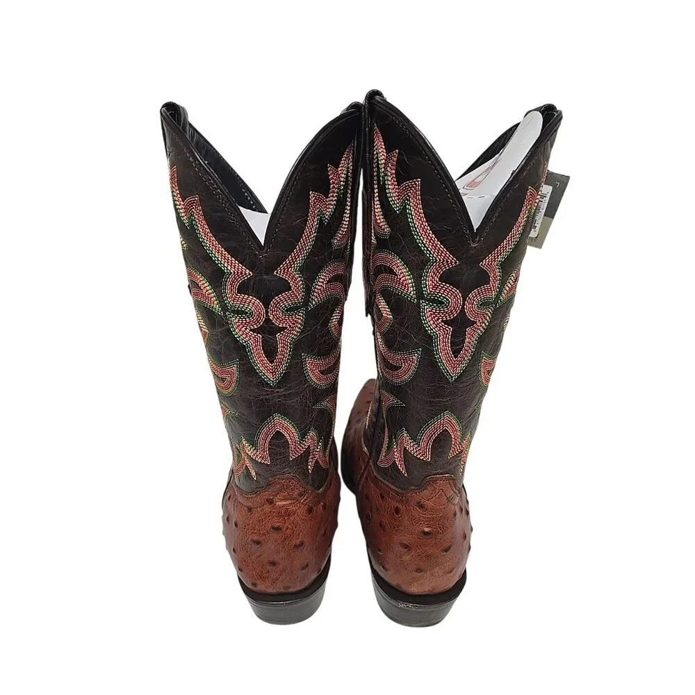 Dingo Men's DI 115 Outlaw Embroidered Ostrich Print Western Boot Cognac 9.5D - Picture 4 of 6